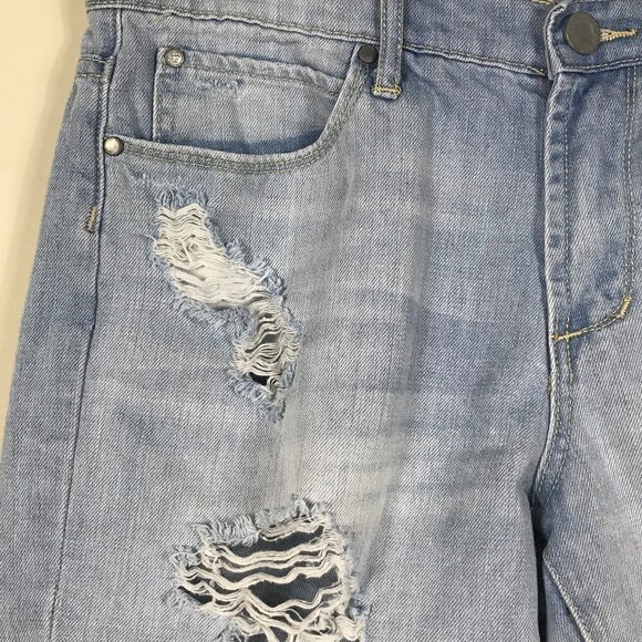 Articles of Society denim shorts distressed light wash mid length wrecked grunge - Picture 3 of 8